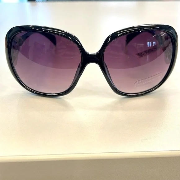 Brand New Round Oversized Black Sunglasses Purple Ombre Fade Lens Celtic Knot - Picture 7 of 15